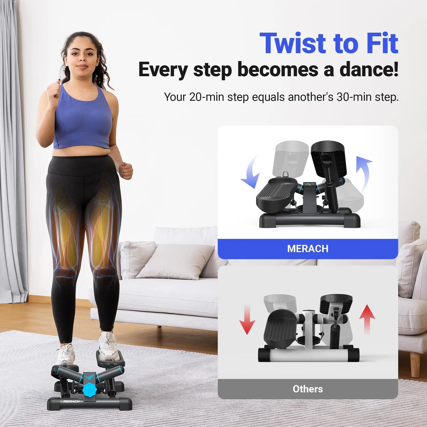 Mini Stepper Exercise Equipment with Resistance Band for Fitness