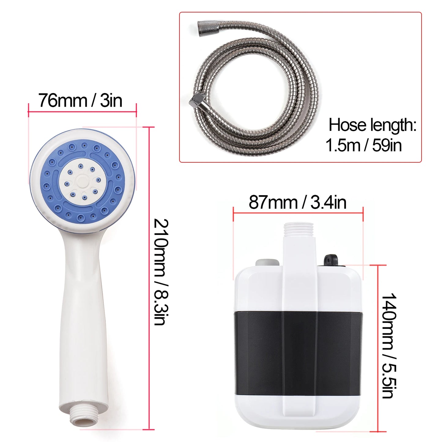 Electric Shower Pump Portable Camping Shower Outdoor USB Rechargeable Camping Equipment