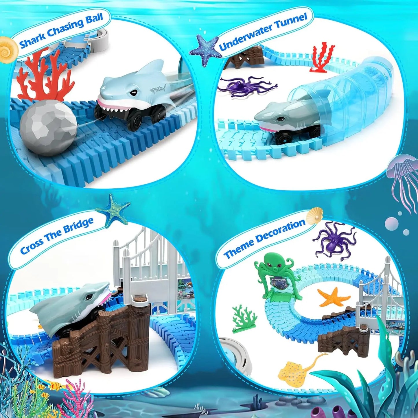 Track Toys Shark Race Car Toy for Boys Girls Age 3 Plus