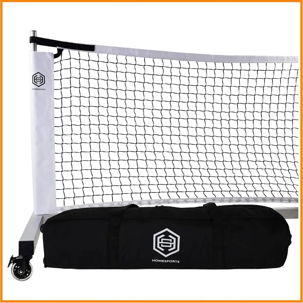 Portable Pickleball Net, Rust Proof Aluminum Frame - Rolling Carry Bag, Locking Rollers