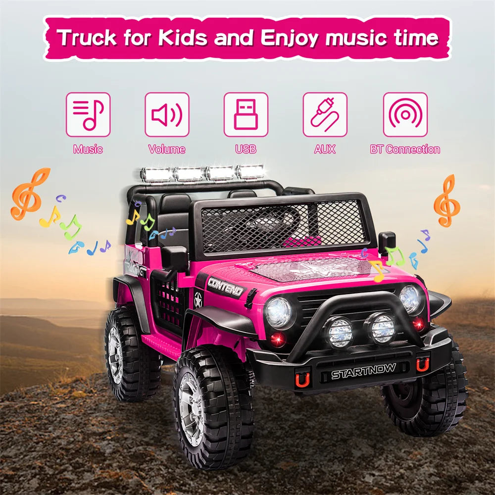 12V Electric Kids Two Seater Truck Pink Remote Control