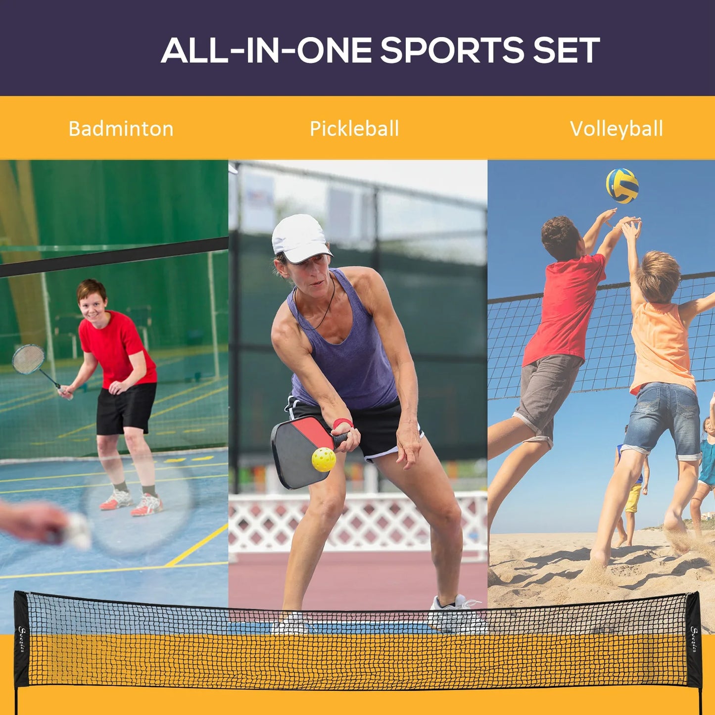 Soozier 17ft Badminton Set for Pickleball and Volleyball