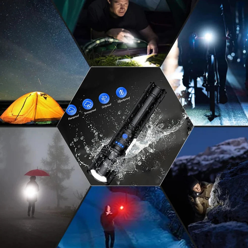 Rechargeable Super Bright Flashlight 7Modes High Lumens Tactical