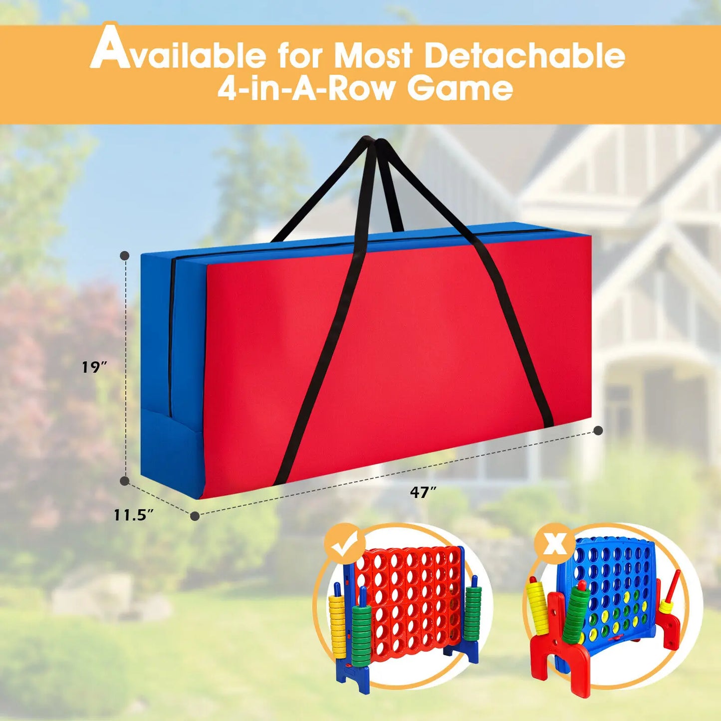 Costway Giant 4-In-A-Row 4-to-Score Game W/Bag Indoor Outdoor Party Family Connect Game