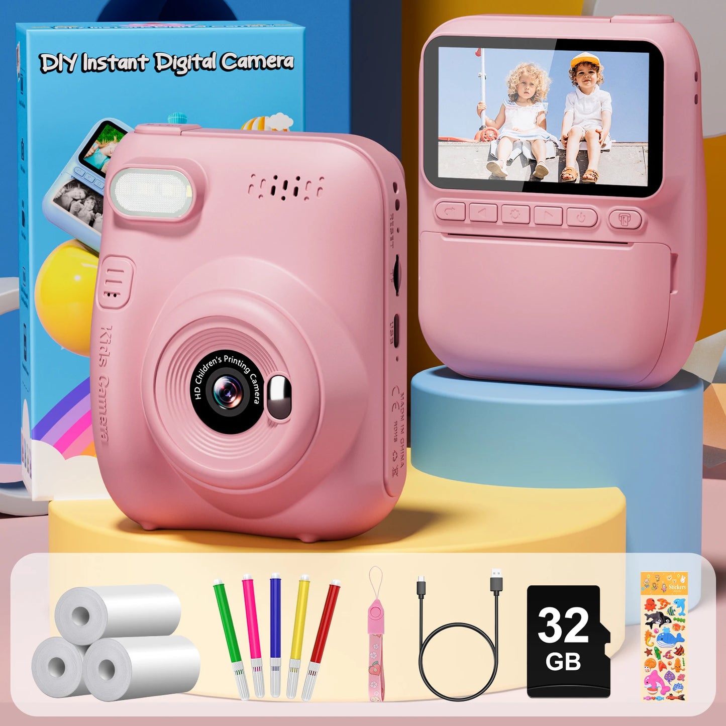 Kids Instant Print Camera 3.0 Mini Digital Camera 1080P