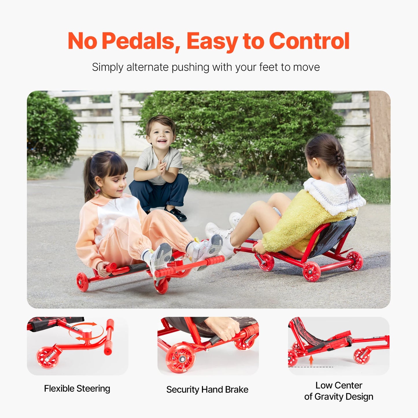 Kids Ride On Scooter Swing 132 to 198 Lbs Capacity Zigzag