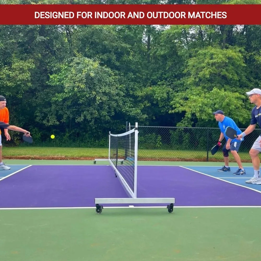 Portable Pickleball Net, Rust Proof Aluminum Frame - Rolling Carry Bag, Locking Rollers