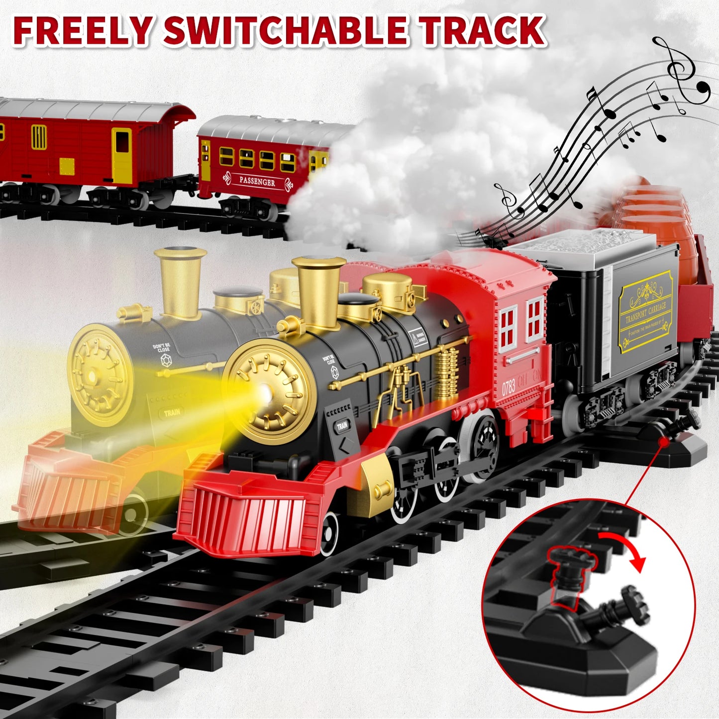 Train Set Smokes Light & Sound Include 6 Car And 28 Tracks Red Train Sets