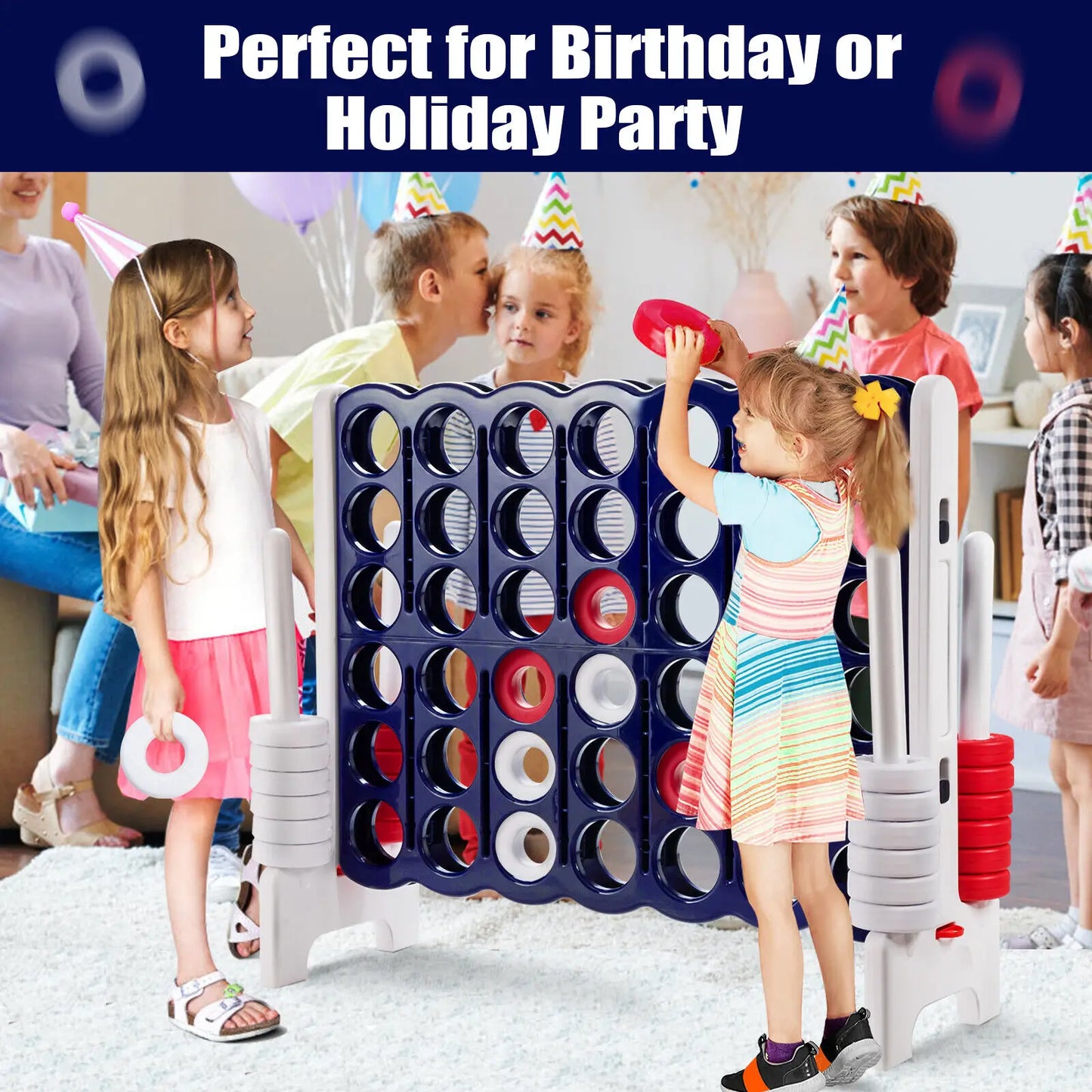 Costway Giant 4-In-A-Row 4-to-Score Game W/Bag Indoor Outdoor Party Family Connect Game