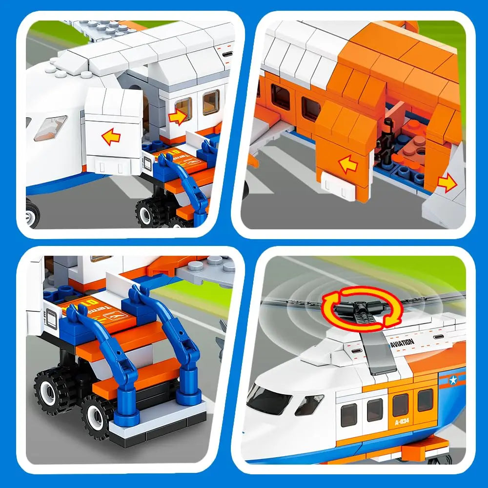 Passenger Airplane Building Set 3 in 1 Airport Toy