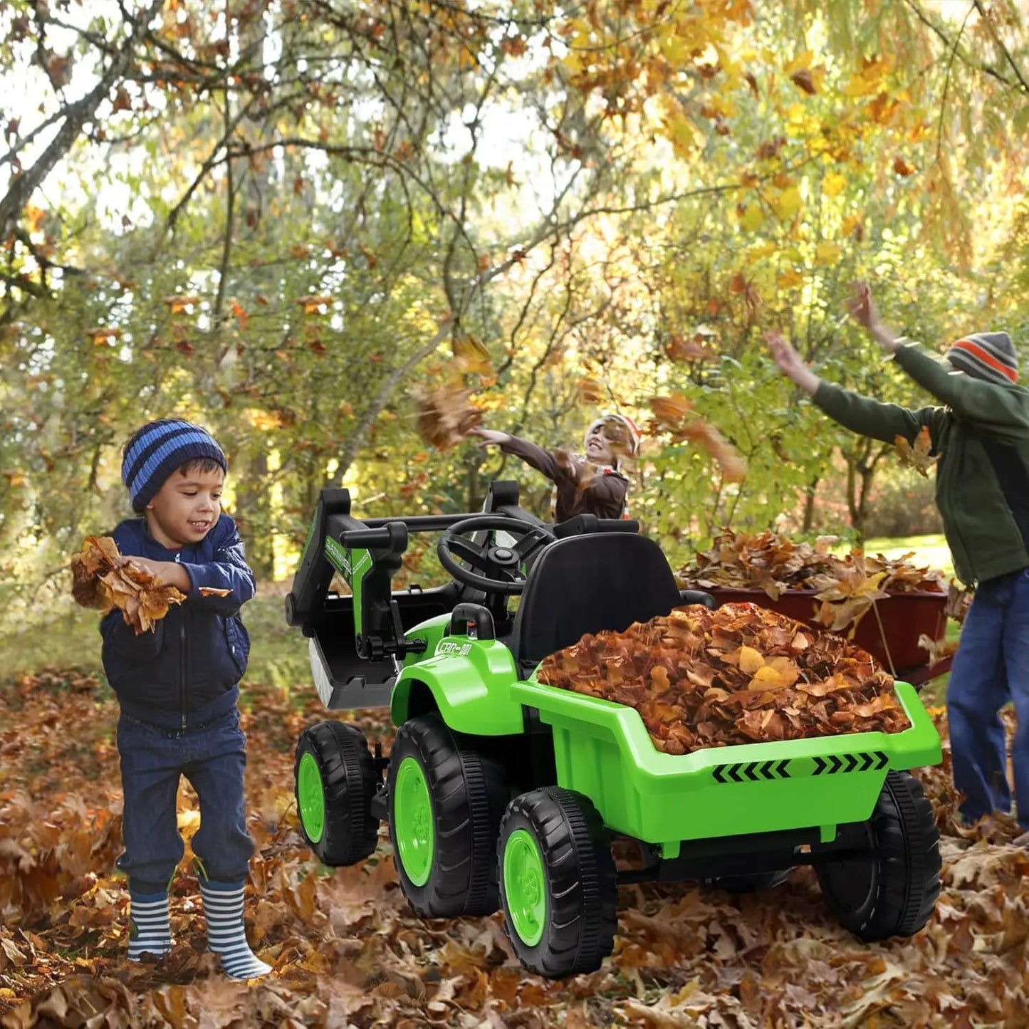 12V 3 In 1 Ride On Excavator Tractor With Remote Trailer