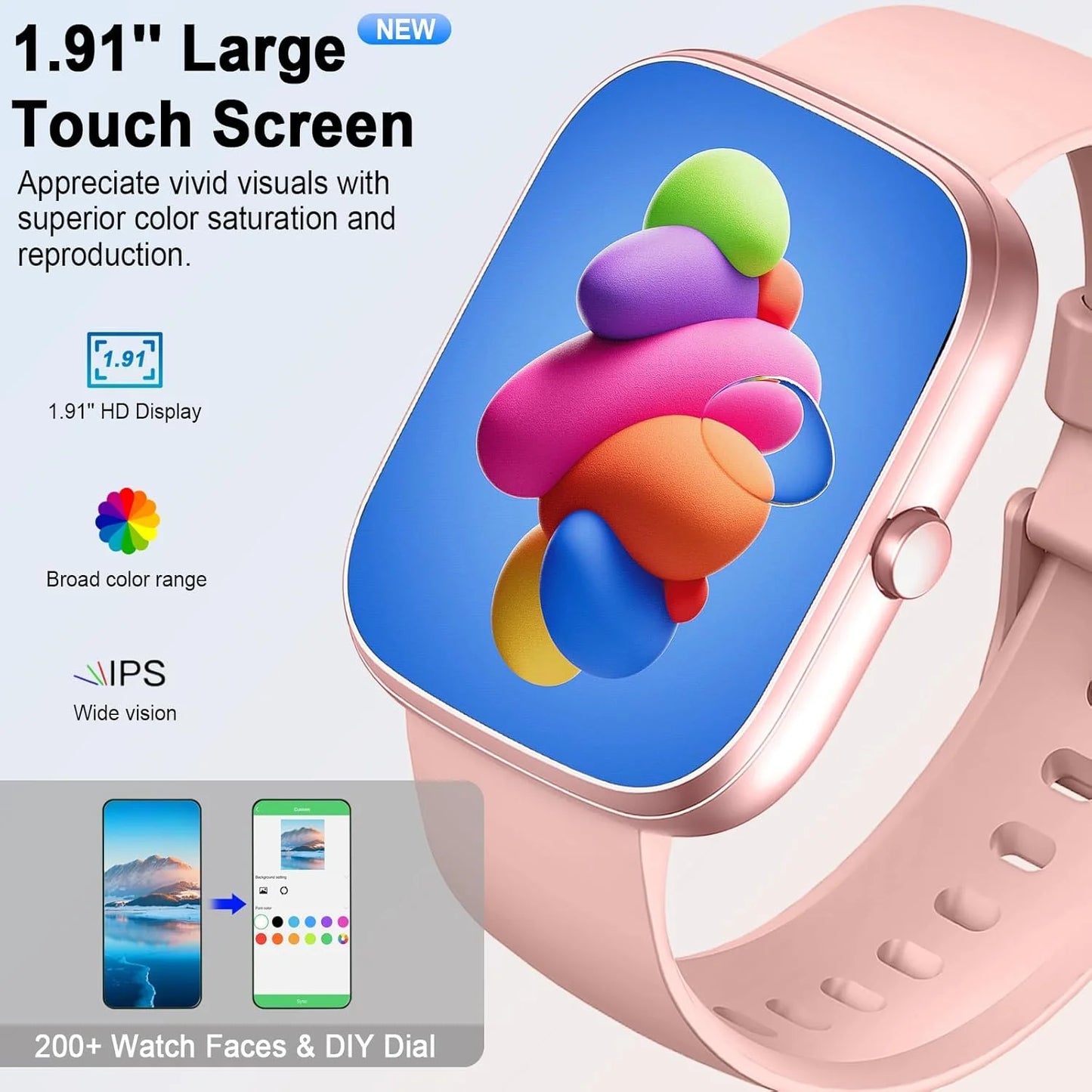 Smart Watch, 1.91 Inch Smartwatch with Call Feature, IP68 Waterproof Fitness Tracker