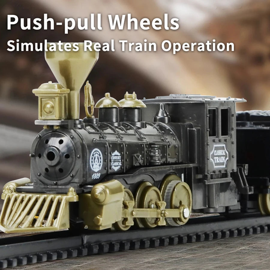 Real Electric Classic Train DIY Puzzle Assembly Track Train Model Children's Toy Car