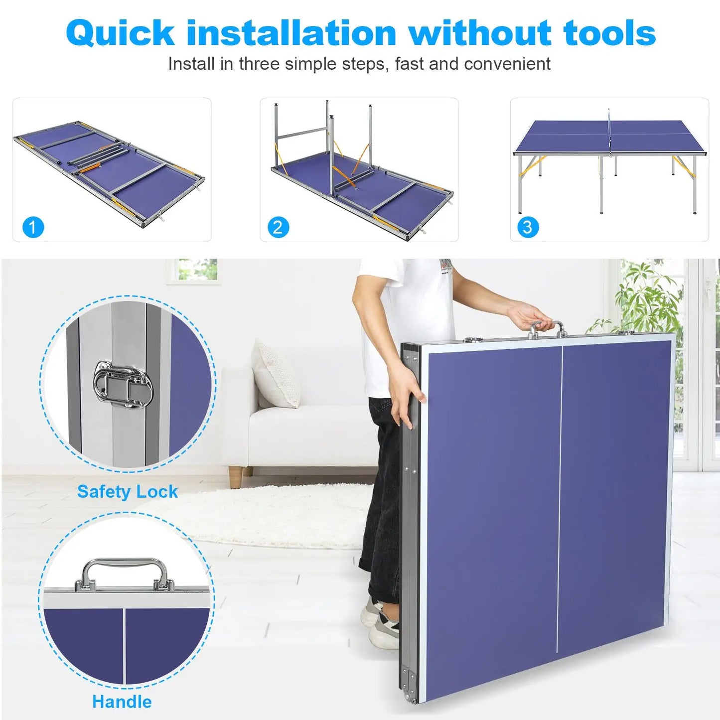 Portable 6ft Foldable Table Tennis Set with 2 Paddles
