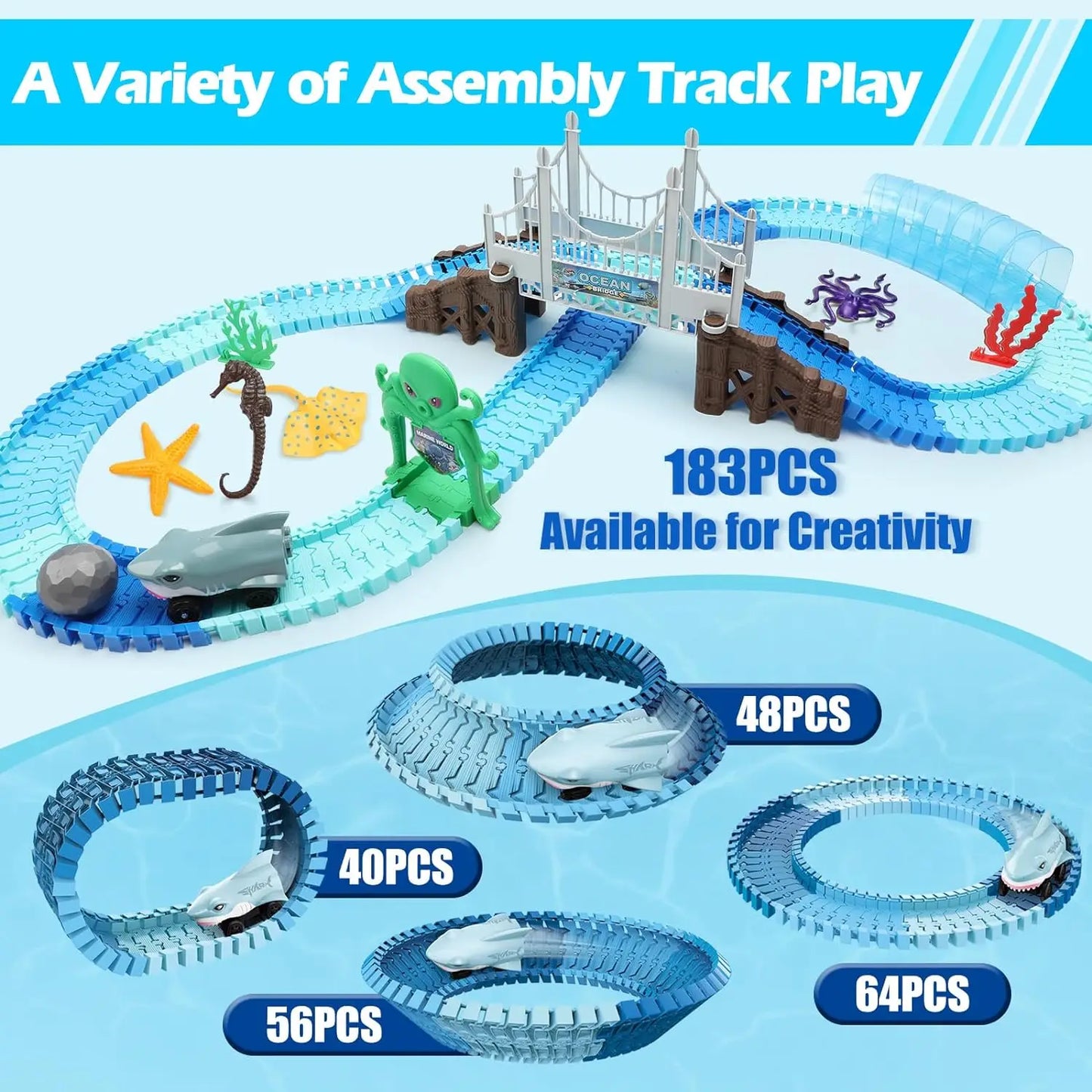 Track Toys Shark Race Car Toy for Boys Girls Age 3 Plus