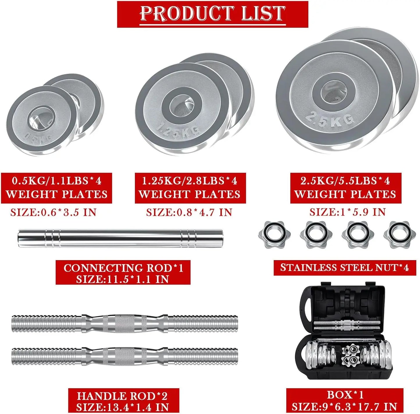 Adjustable Dumbbell Set With Metal Connecting Bar Strength