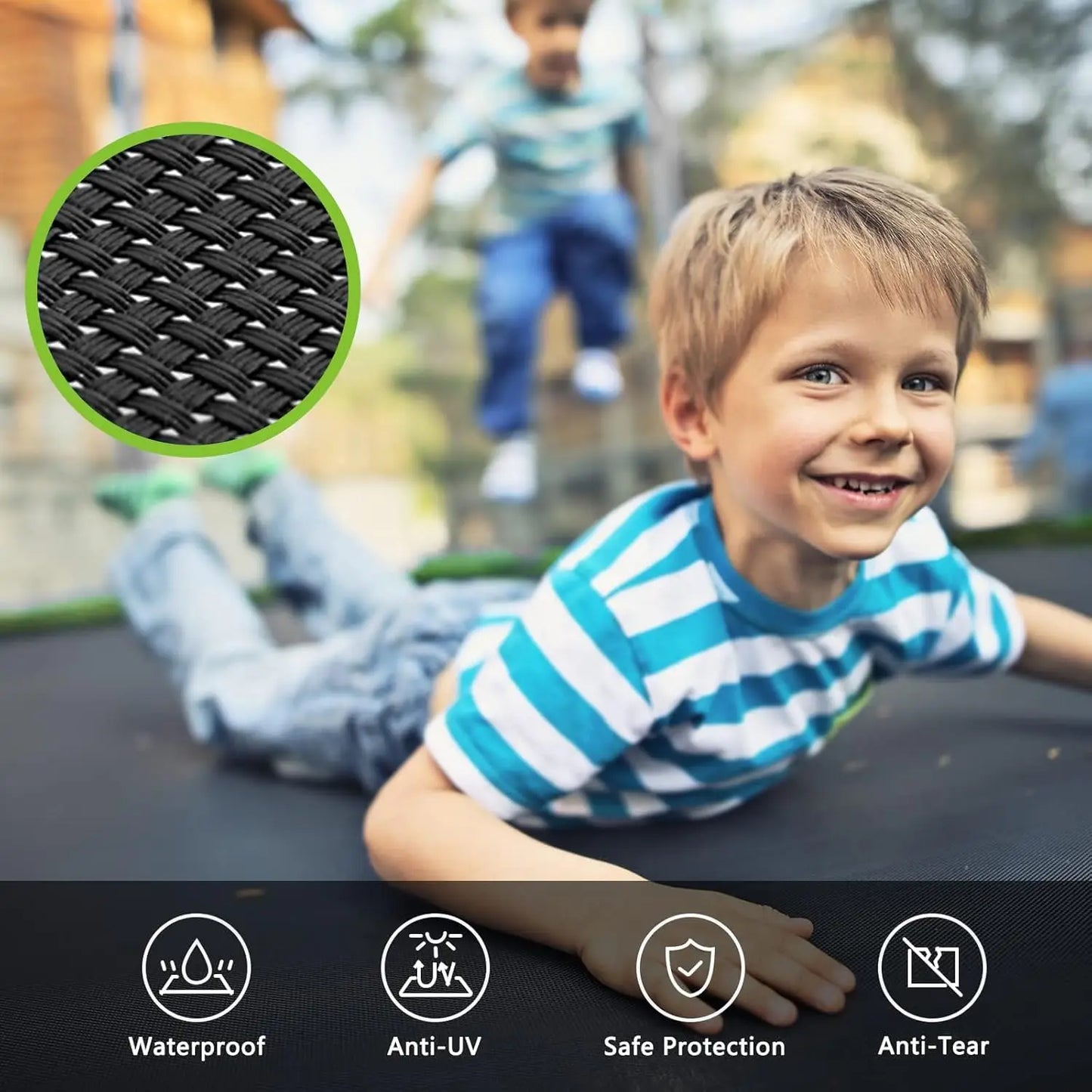 Outdoor Trampoline With Enclosure Net And Basketball Hoop