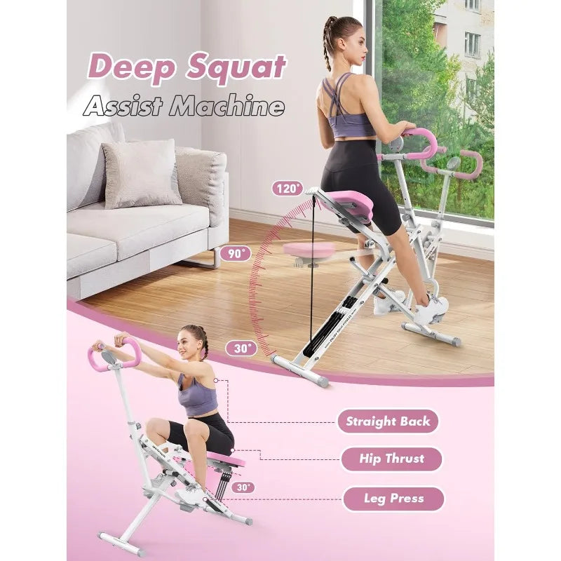 YTYIN Pink Squat Machine Core Exercise Equipment