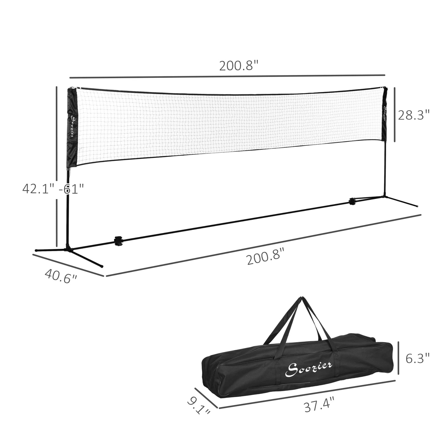 Soozier 17ft Badminton Set for Pickleball and Volleyball