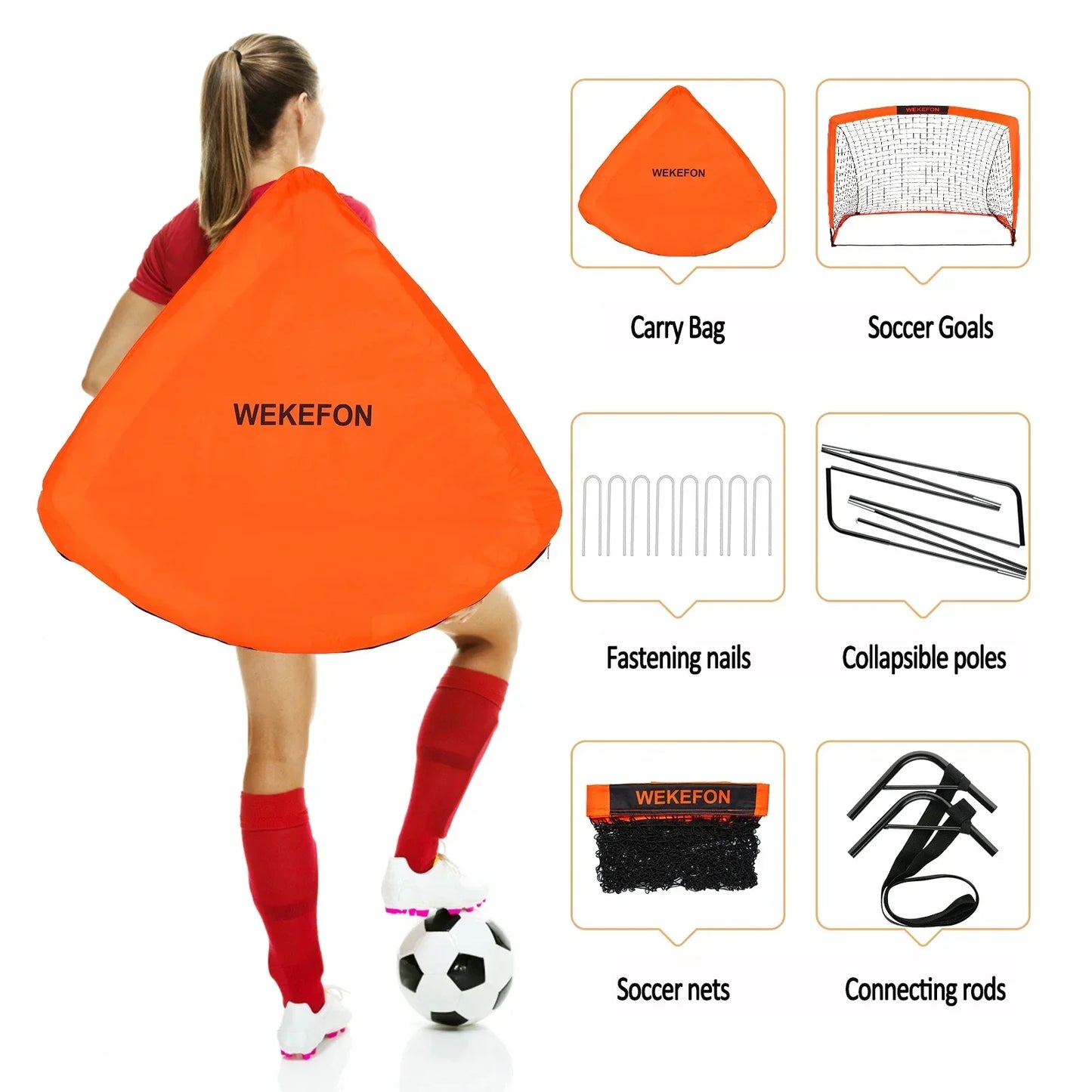 Soccer Goals Set of 2 - Size 3.6'x2.7' Portable Foldable Net