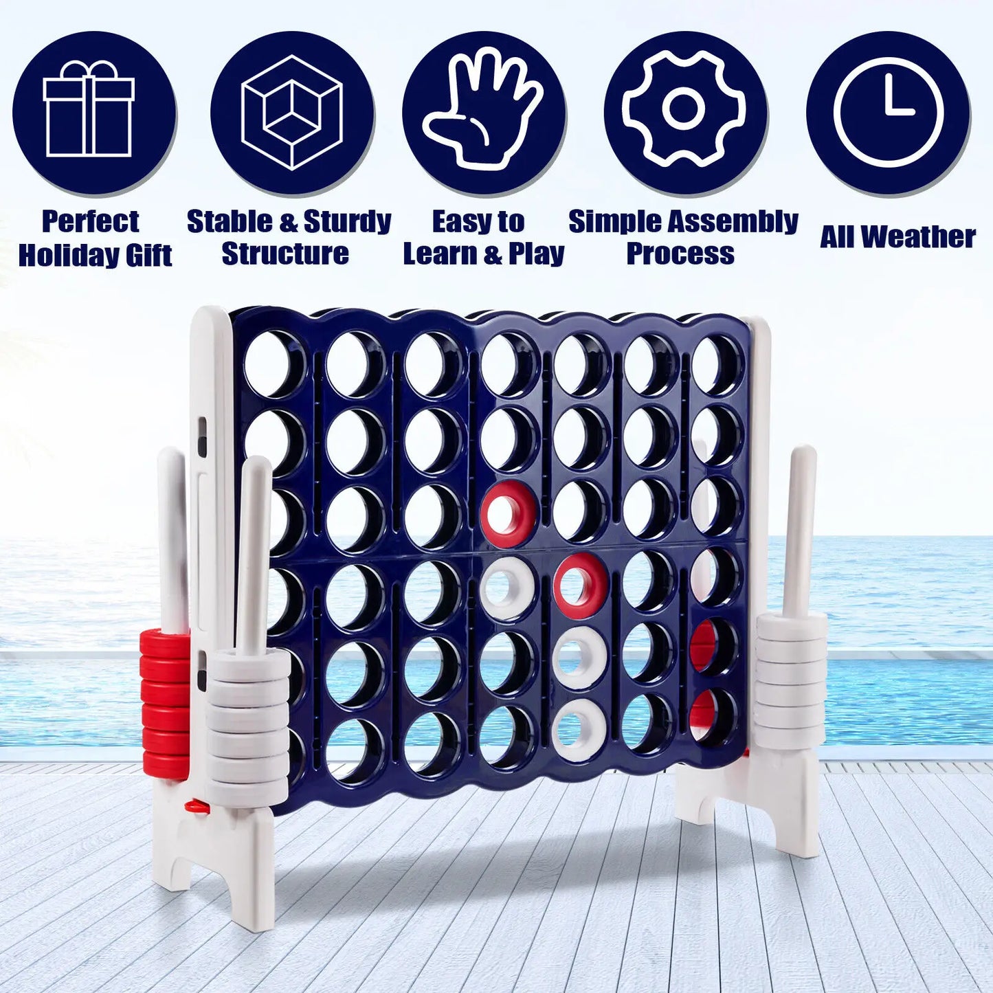 Costway Giant 4-In-A-Row 4-to-Score Game W/Bag Indoor Outdoor Party Family Connect Game