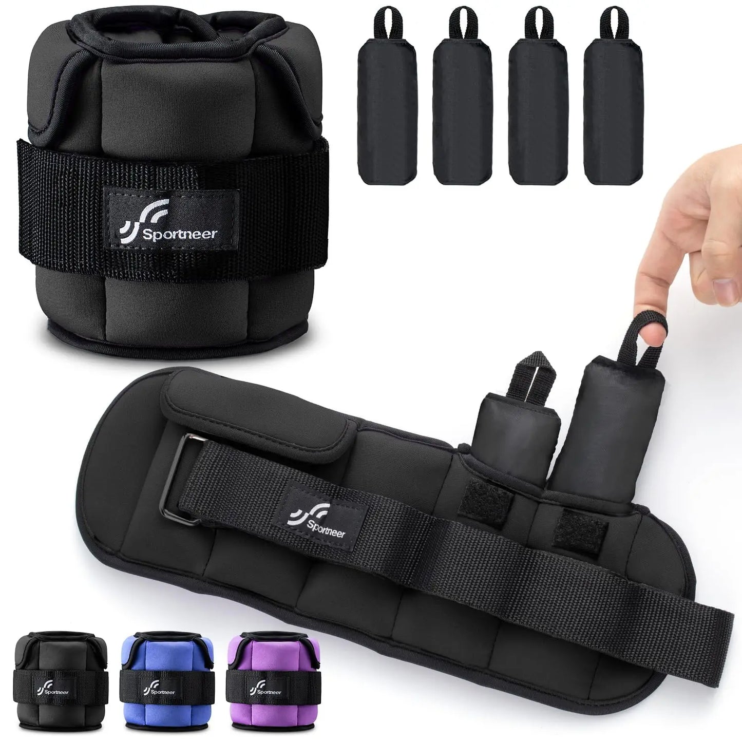 Sportneer Adjustable Wrist and Ankle Weights for Women and Men 1 Pair 1 2 3 4 6 7 8 10 lbs Adjustable Leg Weight for Gym Fitness