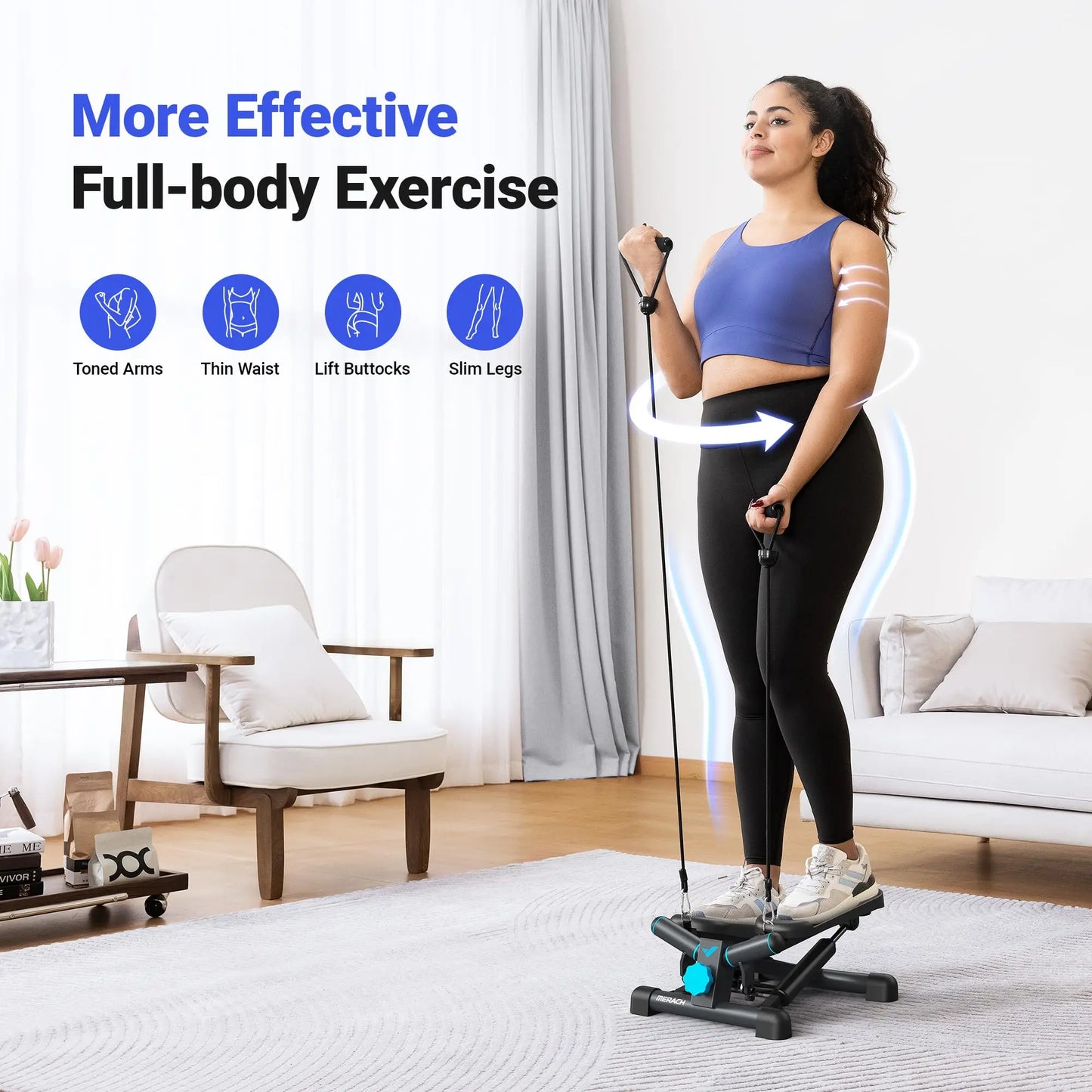 Mini Stepper Exercise Equipment with Resistance Band for Fitness