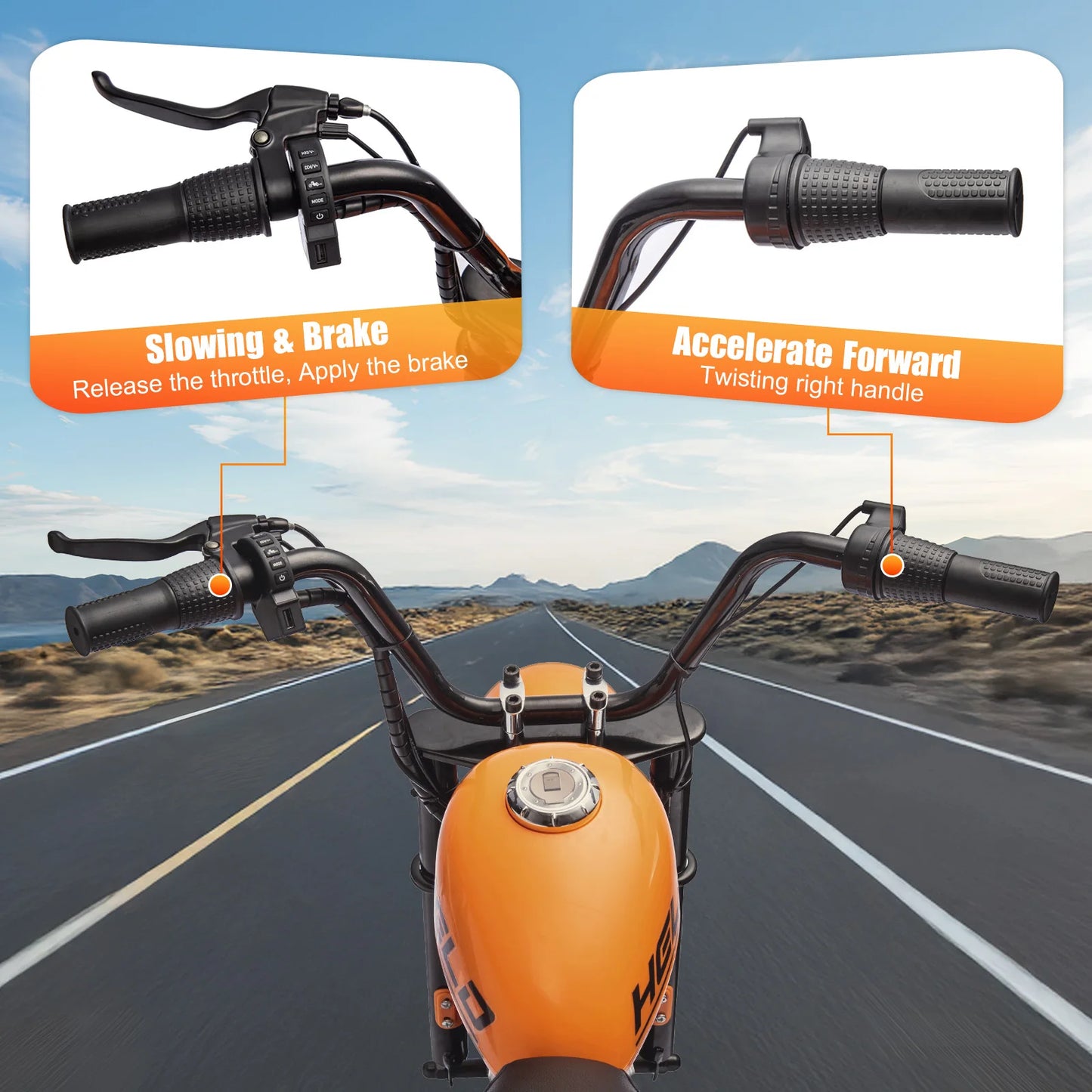 24V Kids Electric Dirt Bike Two Wheeler With Handbrake
