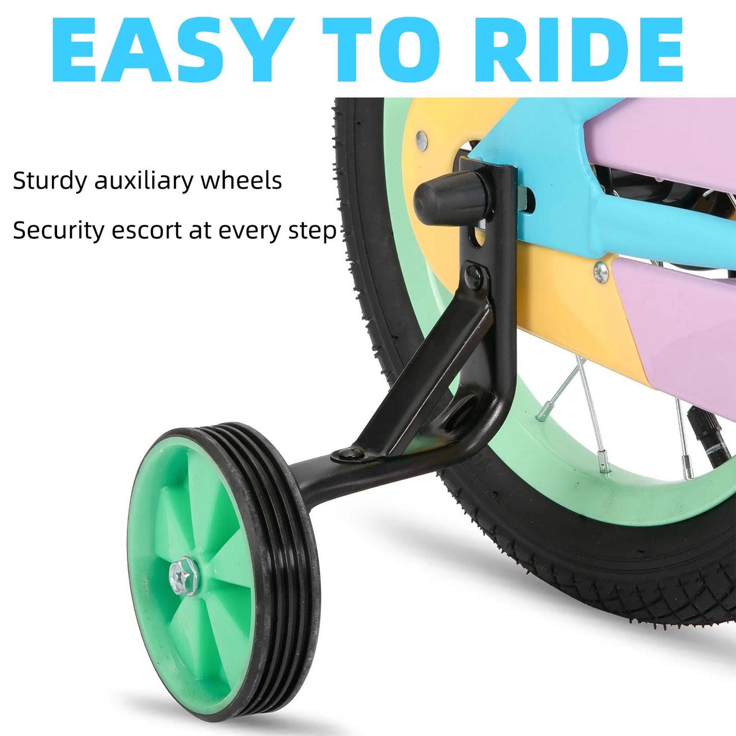 *14 Inch Kids Bike for 3-5 Years Old, 14 Inch Girls Bike with Baskets & Stabilisers,