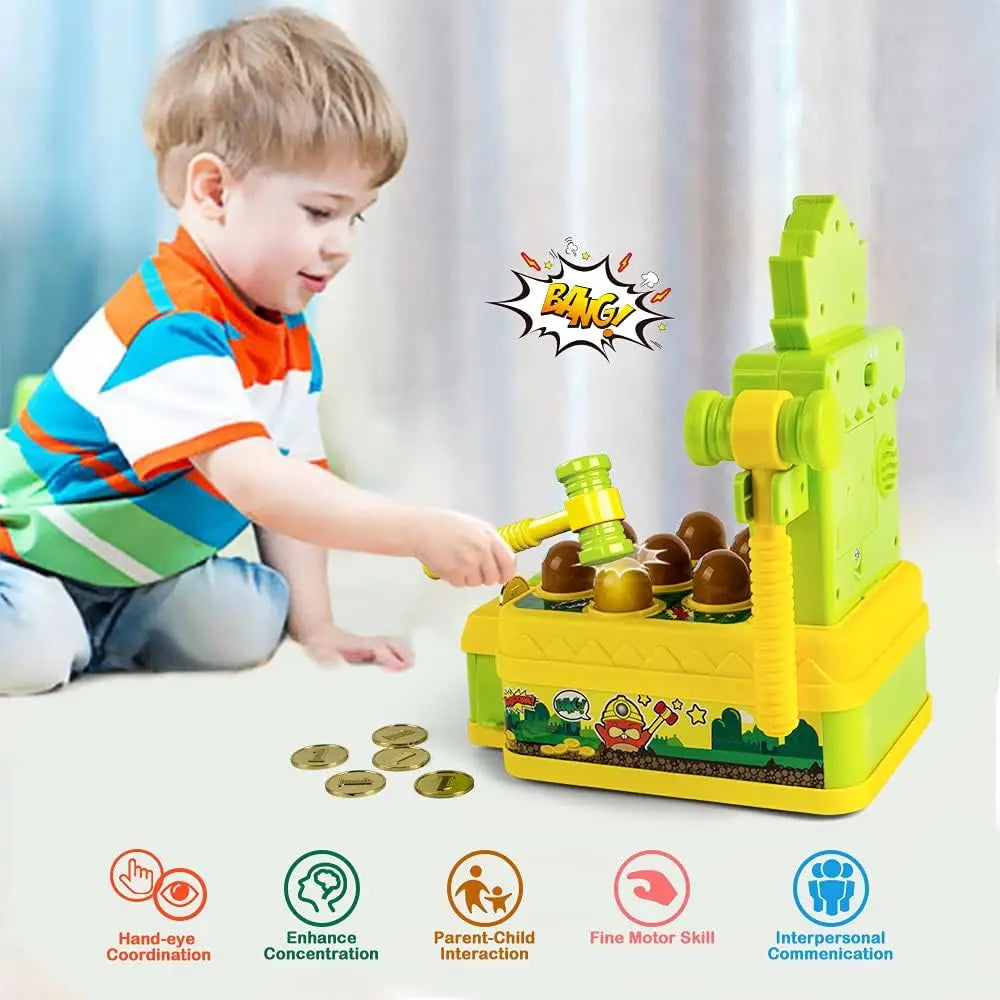 * Mini Coin Operated Arcade Game Bank with 2 Hammers, Interactive Electronic  Kids Ages 3-6