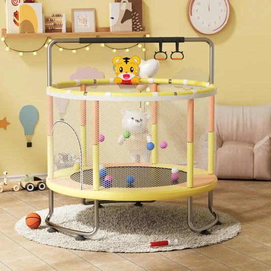 Baby Toddler Trampoline With Basketball Hoop Enclosure Net