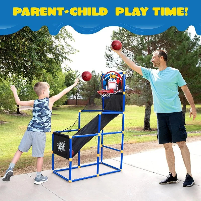 *Arcade Basketball Game Set with 4 Balls and Hoop for Kids 3 to 12 Years Old  - Easy Set Up