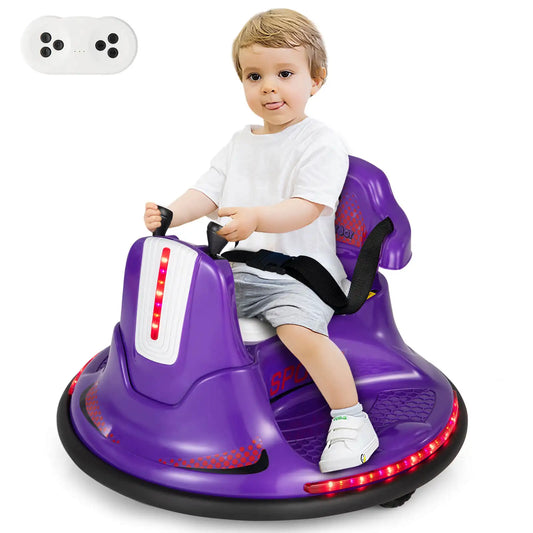 12V Electric Bumper Car For Toddlers Kids 360 Spin Purple