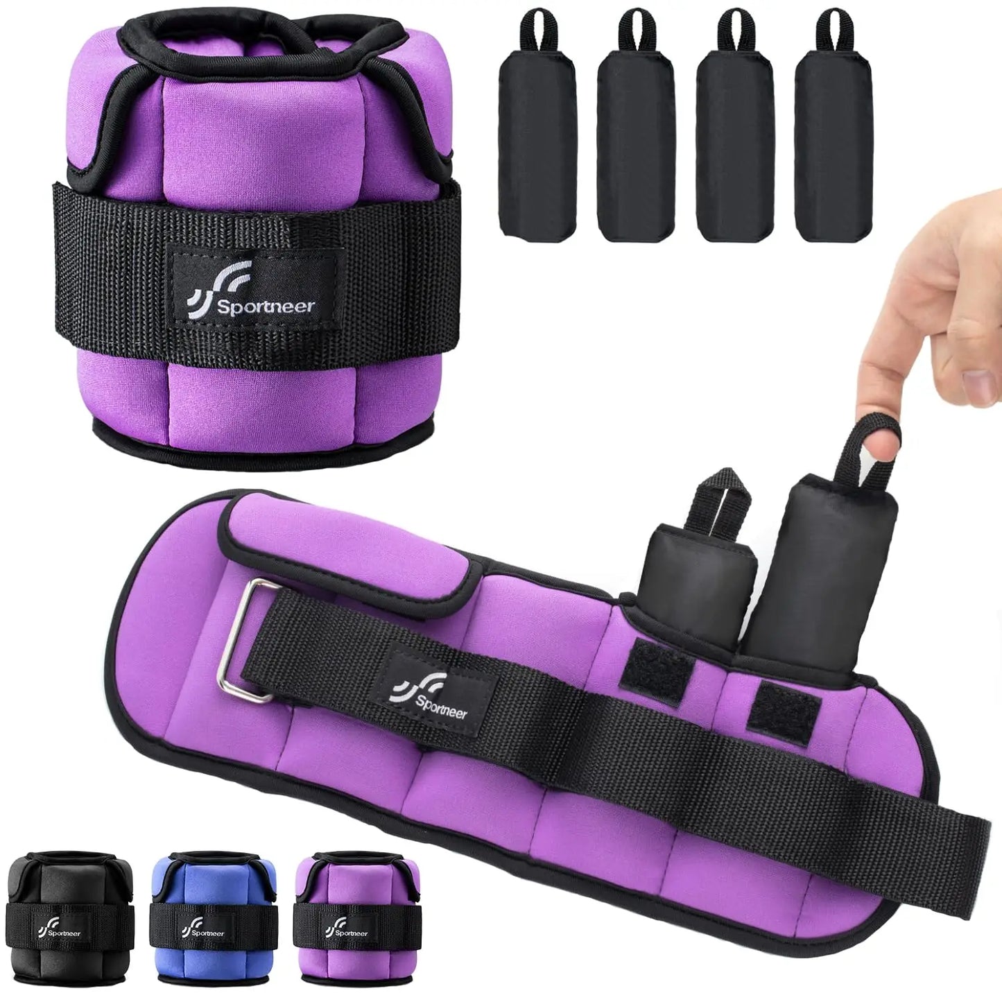 Sportneer Adjustable Wrist and Ankle Weights for Women and Men 1 Pair 1 2 3 4 6 7 8 10 lbs Adjustable Leg Weight for Gym Fitness