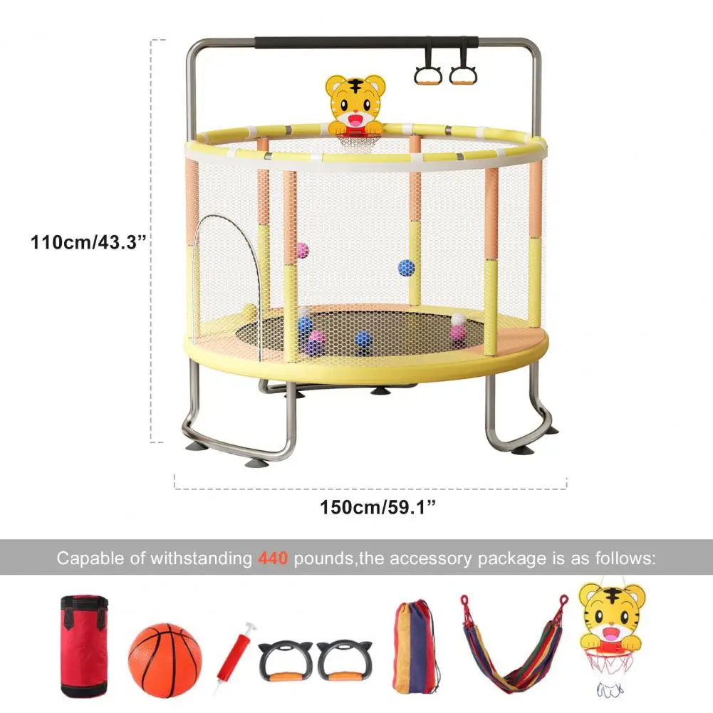Baby Toddler Trampoline With Basketball Hoop Enclosure Net
