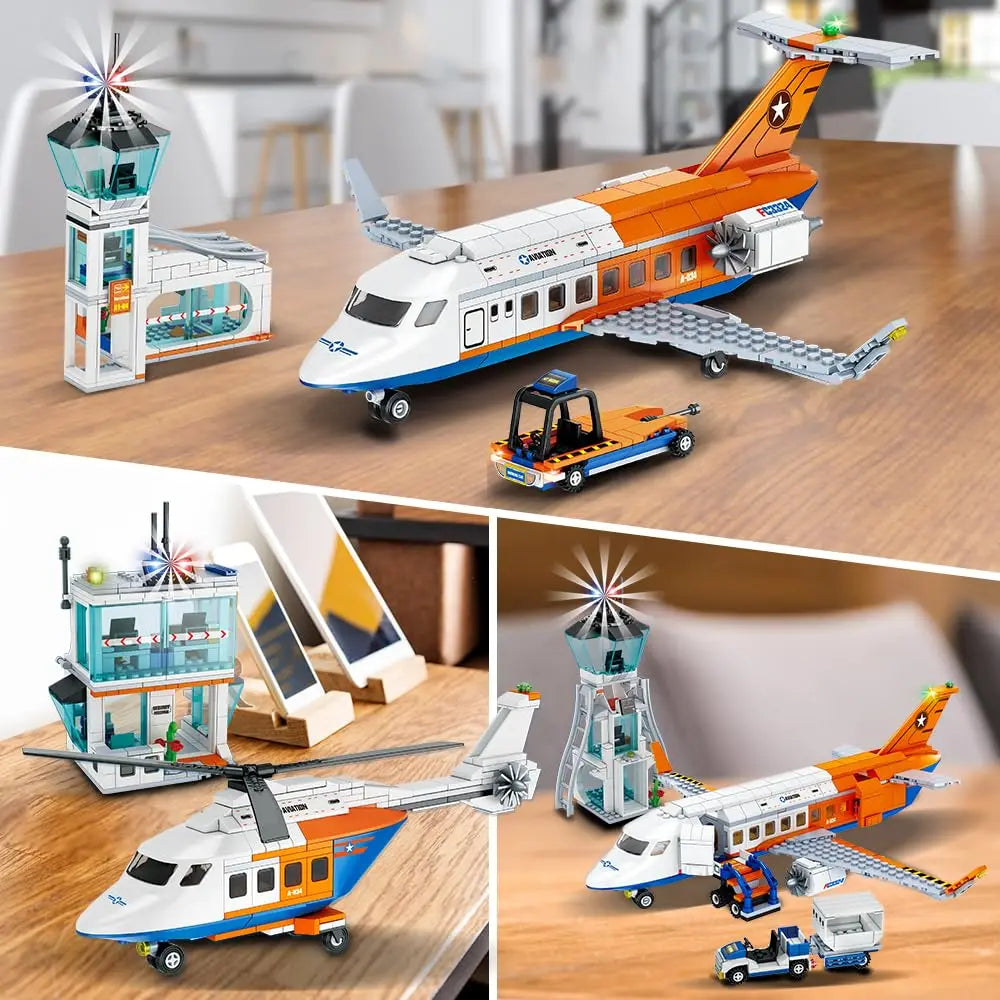 Passenger Airplane Building Set 3 in 1 Airport Toy