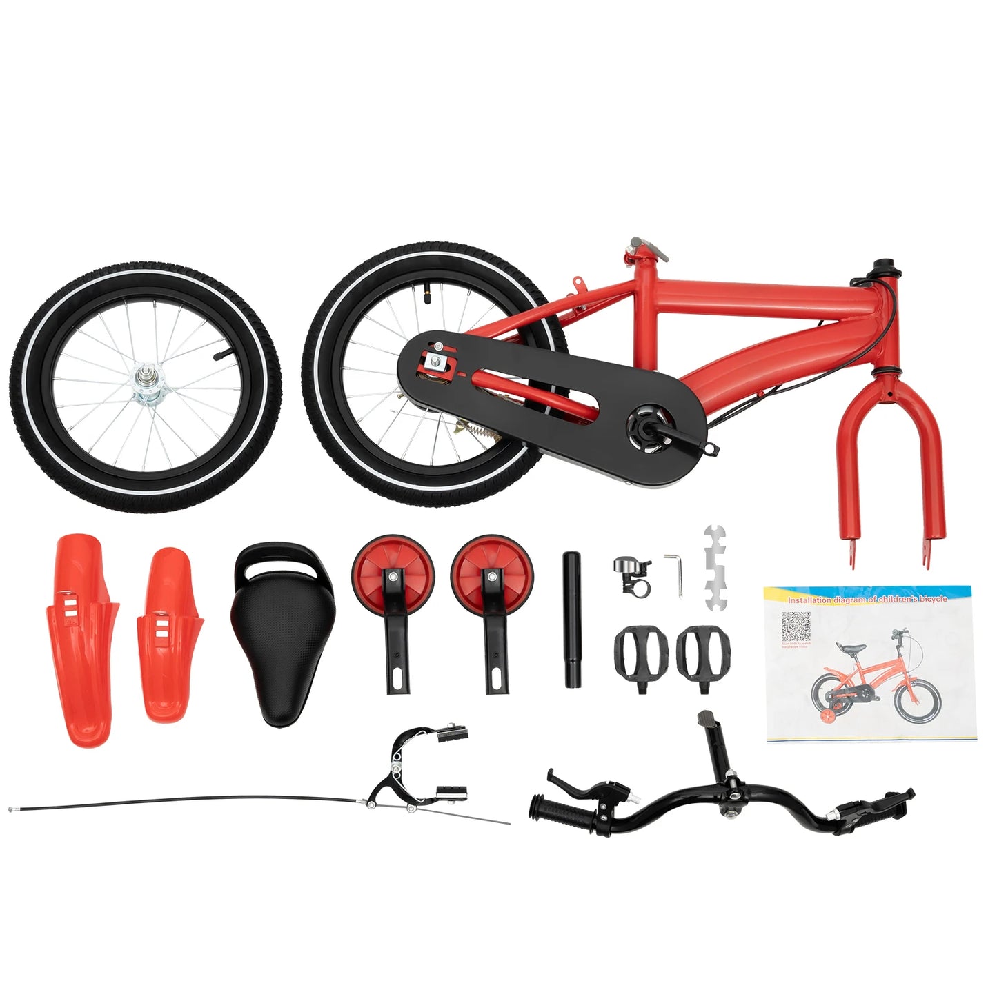 14 Inch Adjustable Kids Bike For Boys Girls Dual Brakes