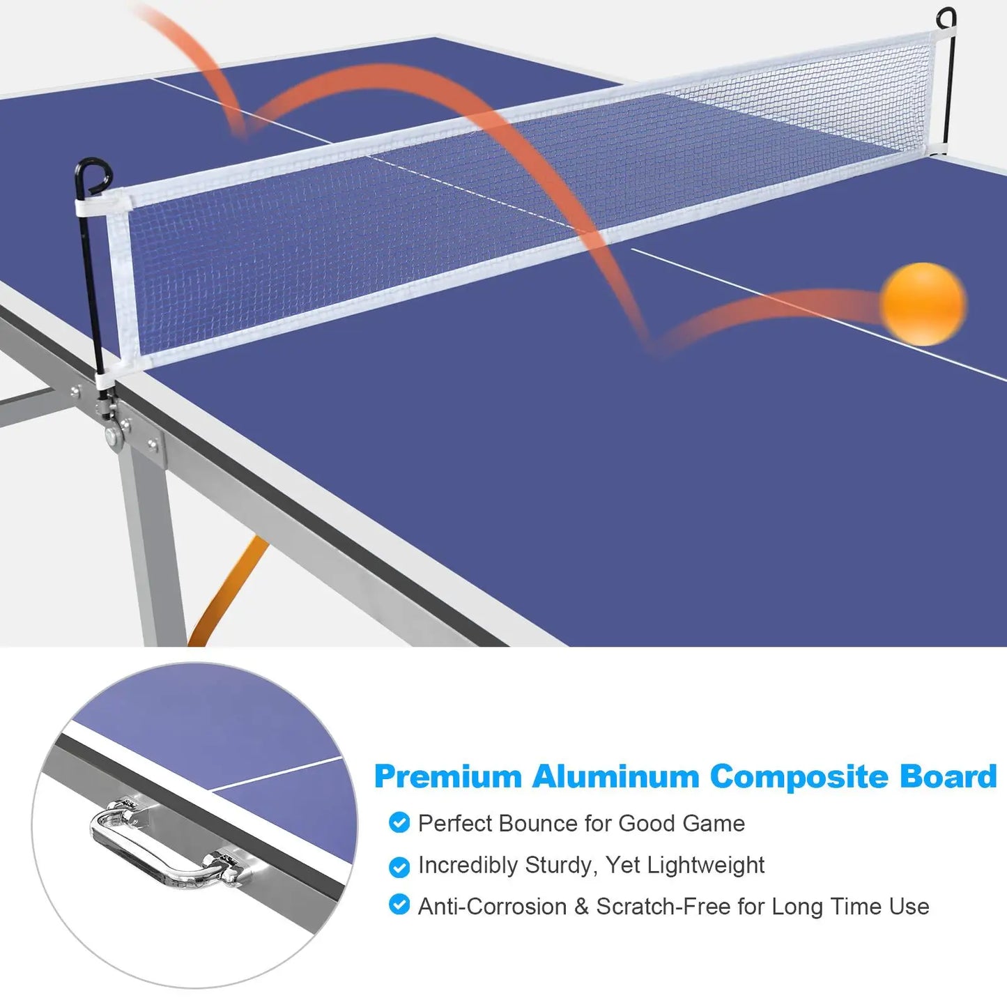 Portable 6ft Foldable Table Tennis Set with Paddles and Balls