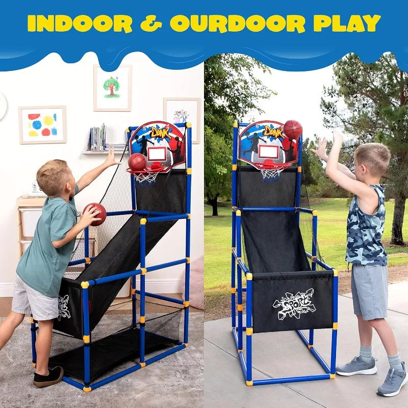 *Arcade Basketball Game Set with 4 Balls and Hoop for Kids 3 to 12 Years Old  - Easy Set Up