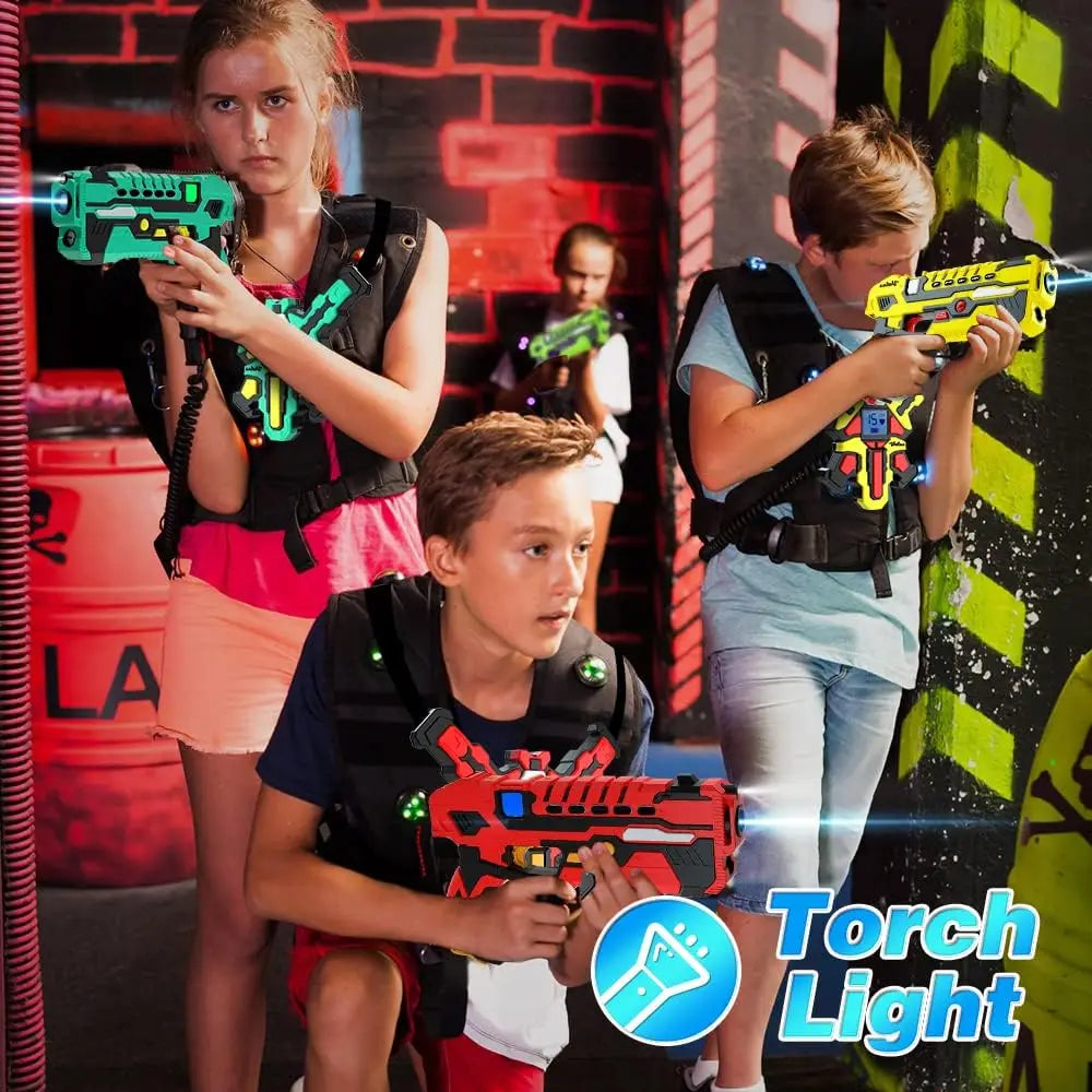 Upgrade Data Sync Laser Tag Guns Vests x4 Electric Infrared Guns Shooting Game Set