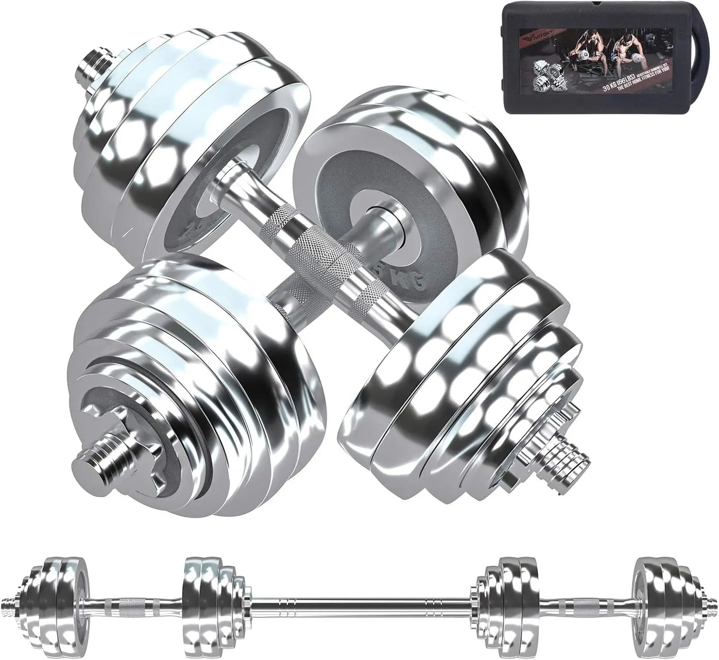 Adjustable Dumbbell Set With Metal Connecting Bar Strength