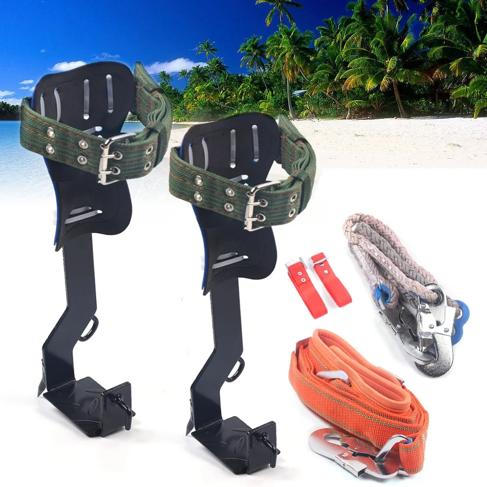 Tree Climbing Spike Set Portable Piercing Tree Climbing Tool with Safety Belt Load 100kg