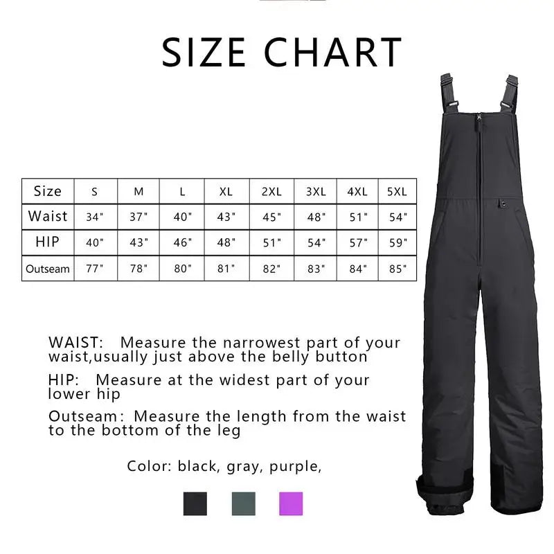 Insulated Ski Pants Overalls Ripstop Warm Comfortable Snow Bibs