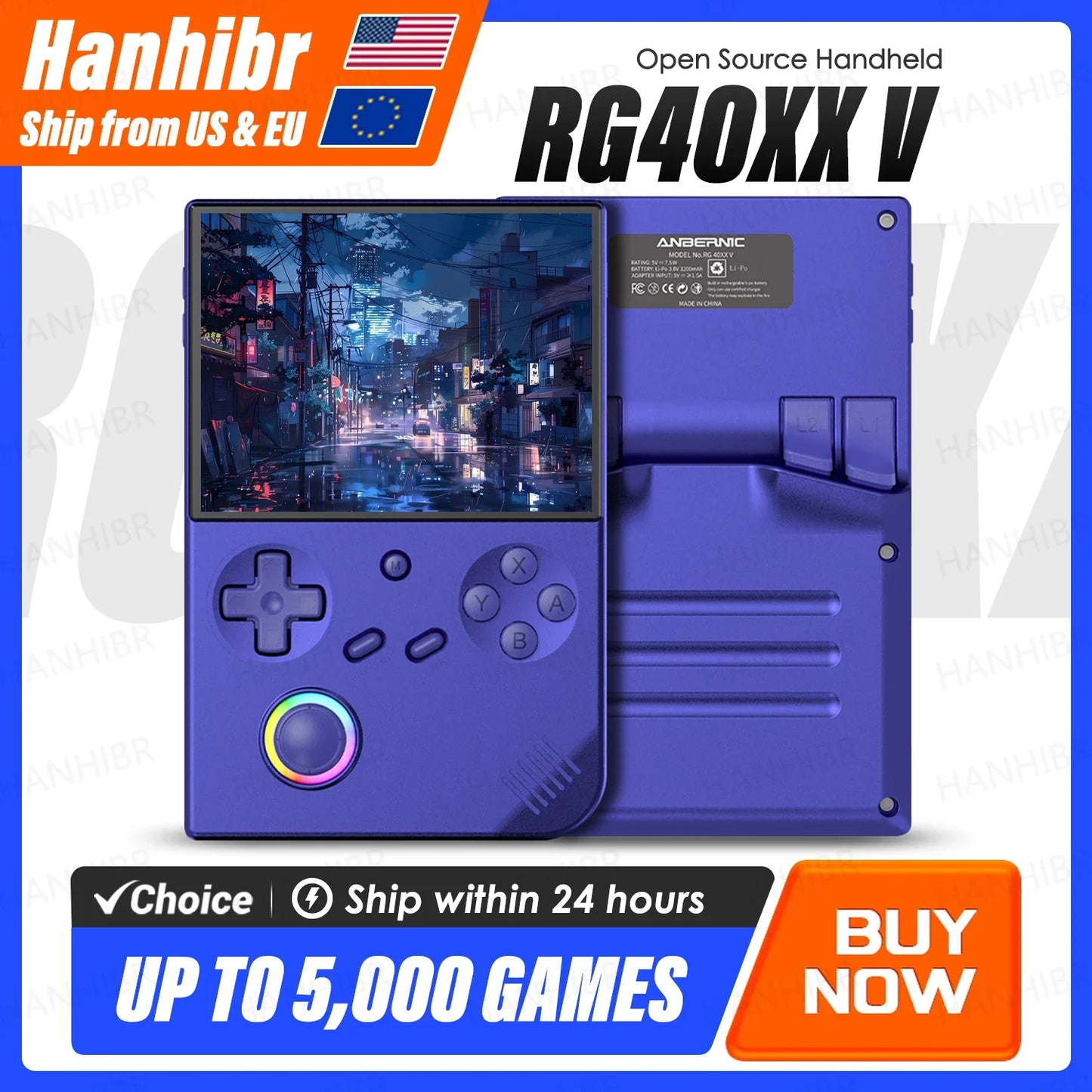 Handheld Game Console 4 Inch IPS Screen RGB Joystick Player
