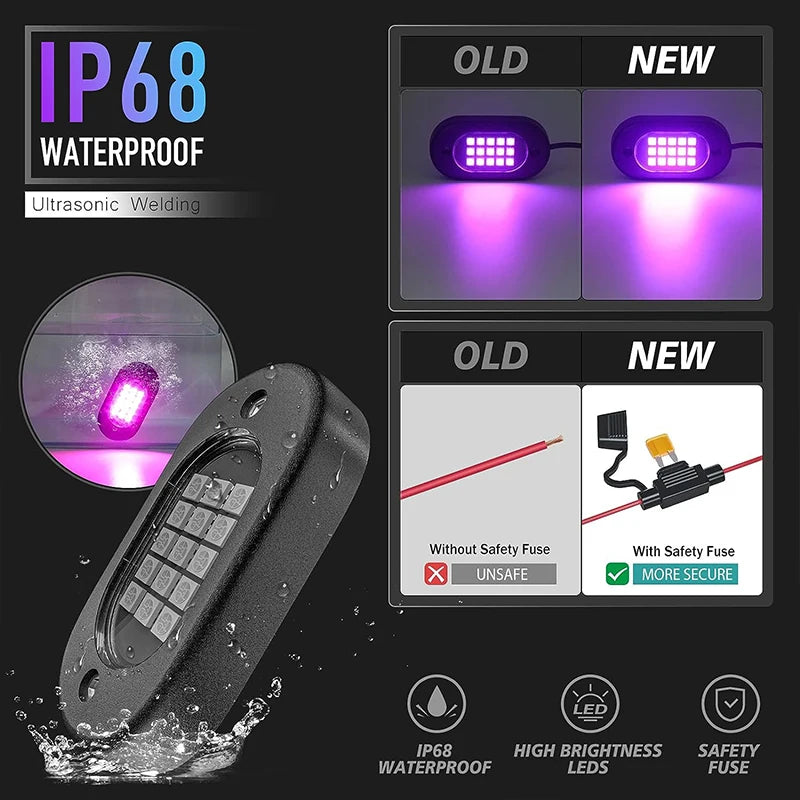 Car Underbody Lights Rock Lights Waterproof Underglow 12V