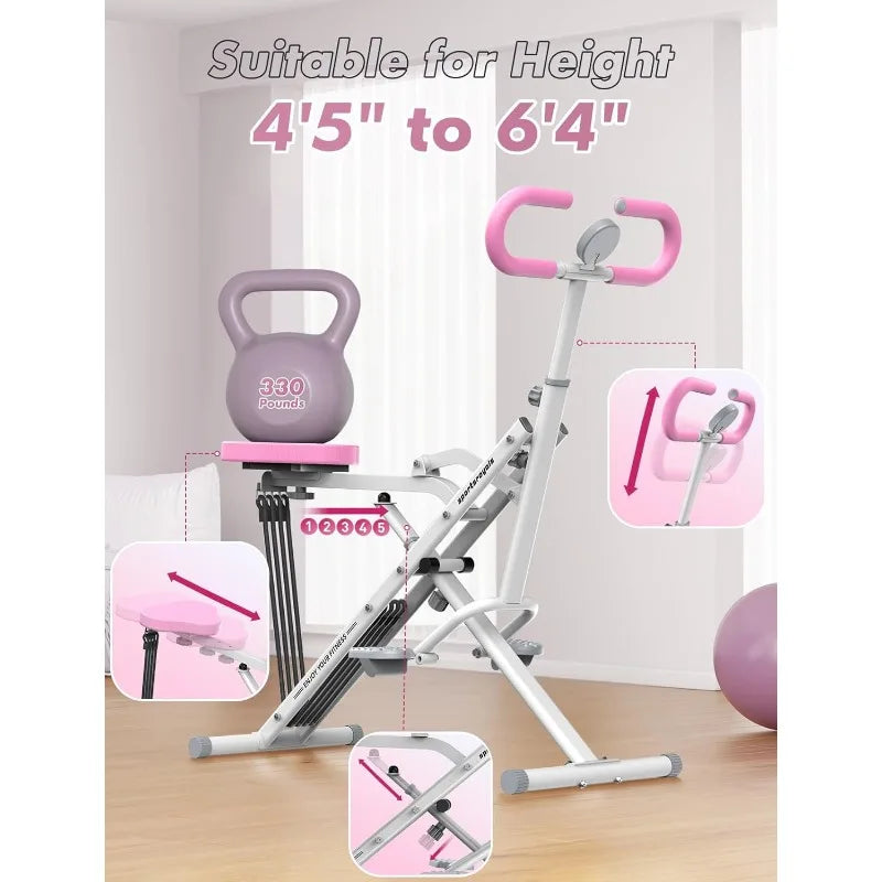 YTYIN Pink Squat Machine Core Exercise Equipment
