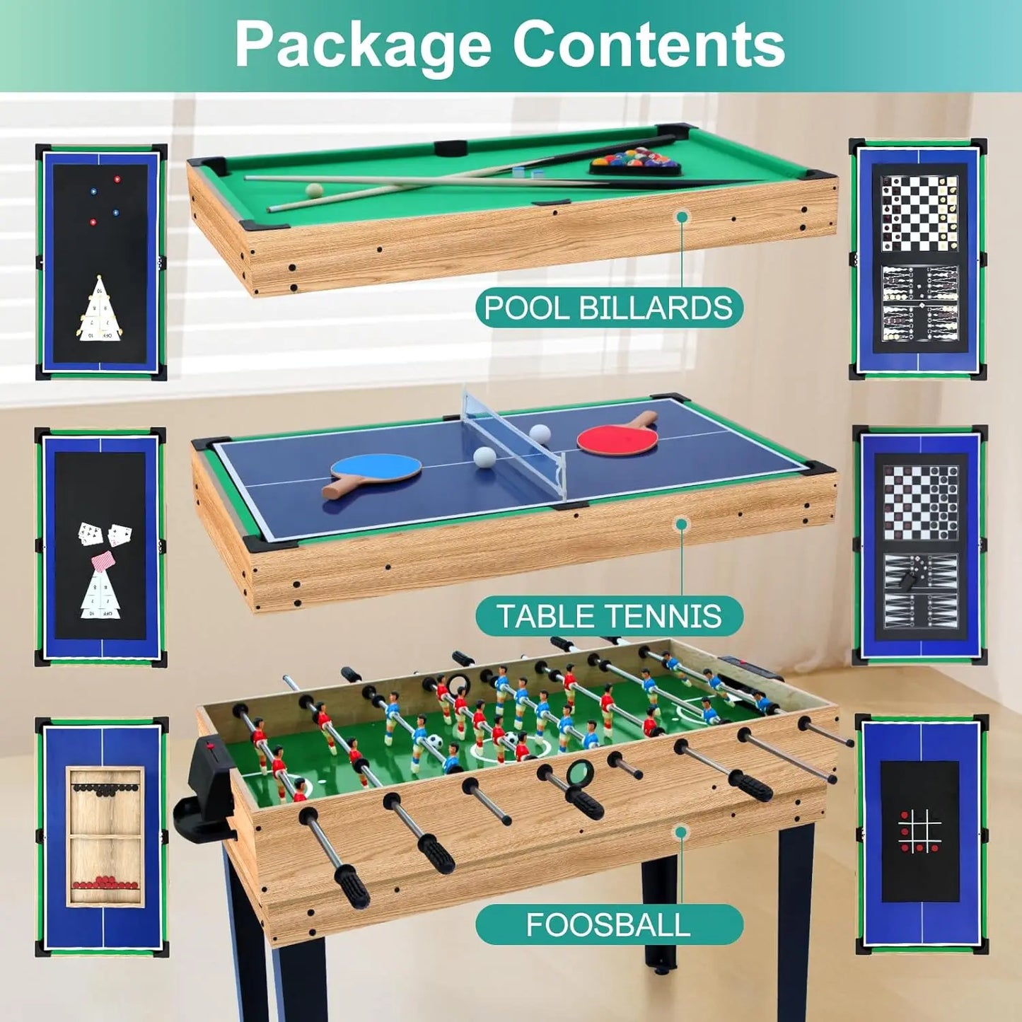 12 In 1 Game Table 48 Inch Combo Ping Pong Foosball