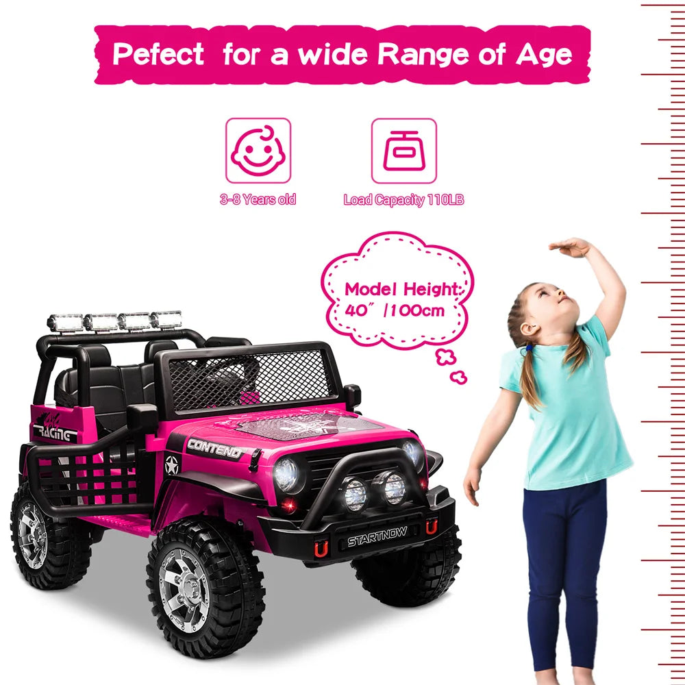 12V Electric Kids Two Seater Truck Pink Remote Control