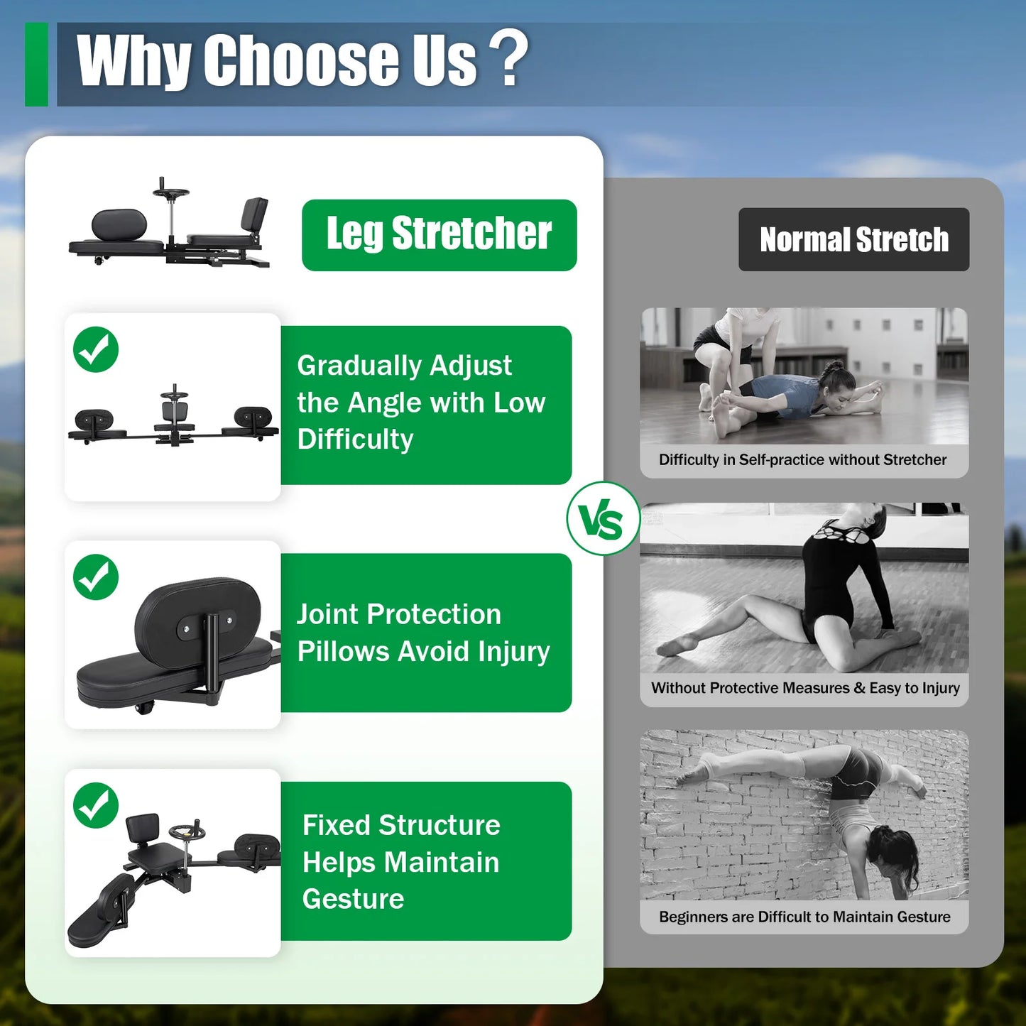 Leg Stretcher Fitness Training Equipment  Flexibility Stretching Machine 3 Bar 100KG