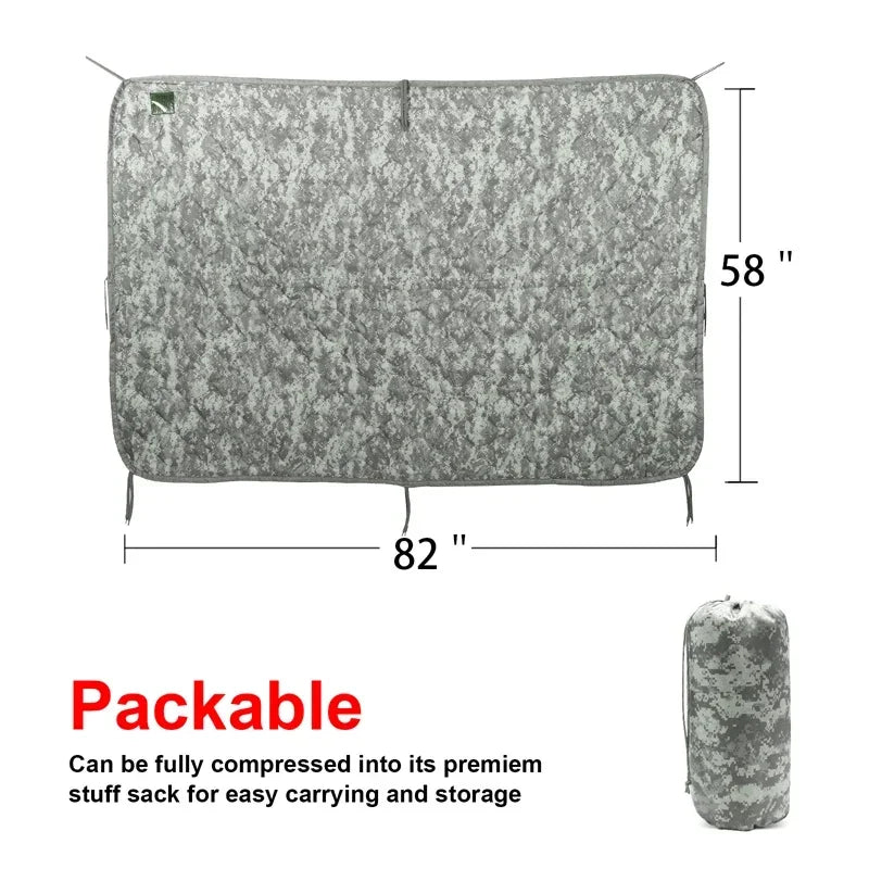 Tactical Army Poncho Liner Camouflage Woobie Blanket 58x82